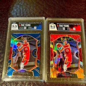 2020-1 Panini Select Con Retail Blue Prizm & RWO Trae Young #2 9.5 Gem Mint BOTH